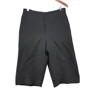 Valentino Wool Silk Cropped Dress Pants Wide Leg Womens 44 12 Black Urban City